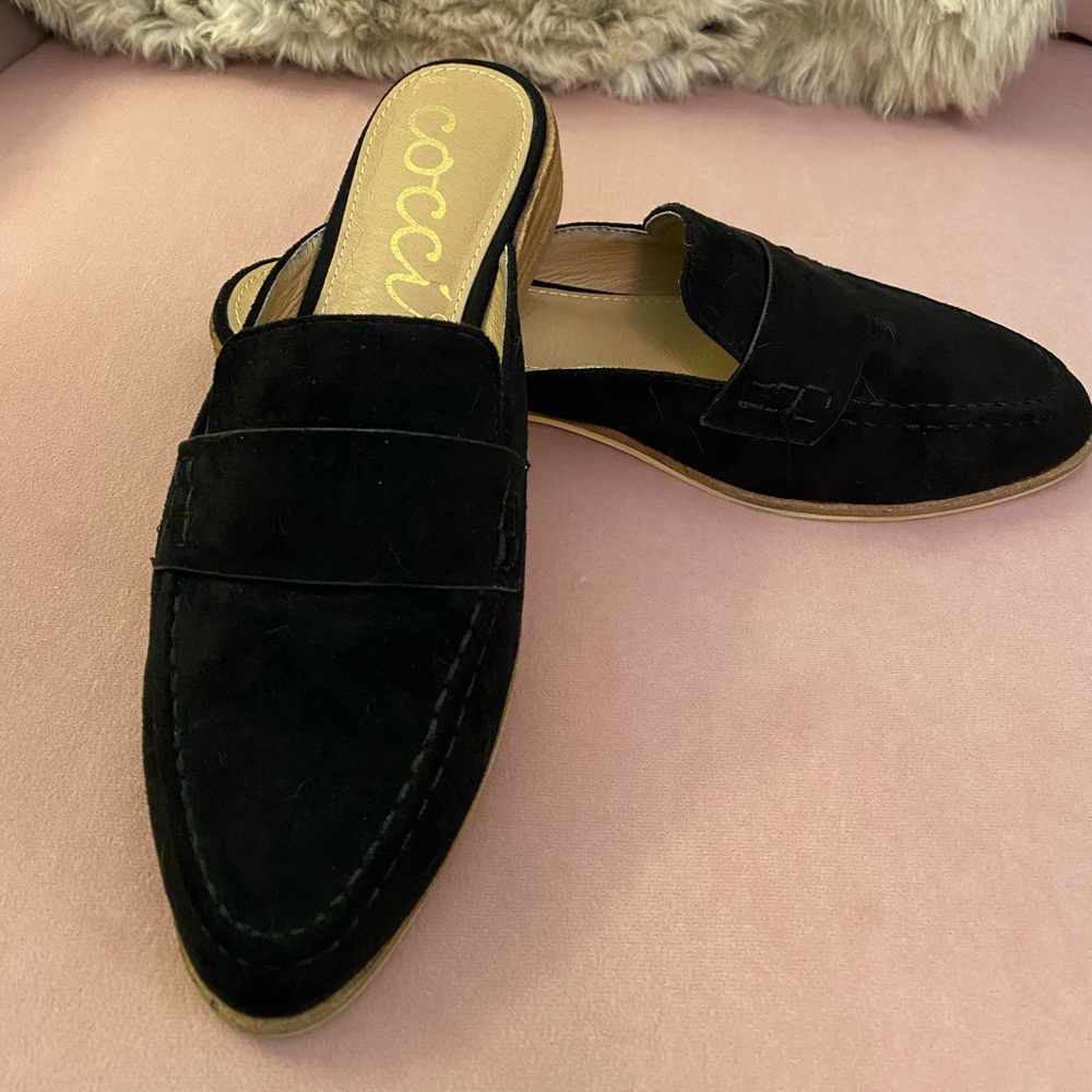Black Suede Mules 7.5